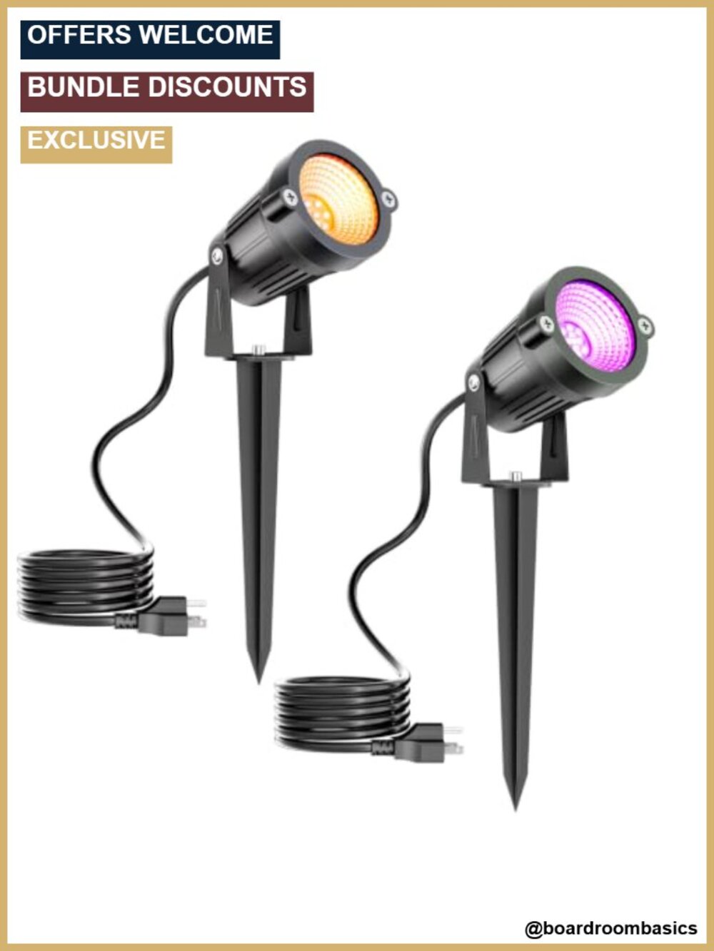 2Pack 12W LED Outdoor Spotlights Dusk-to-Dawn IP65 Landscape